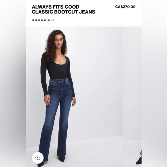GOOD AMERICAN ALWAYS FITS GOOD CLASSIC BOOTCUT JEANS | INDIGO446 - / 6-12 × - Picture 1 of 7